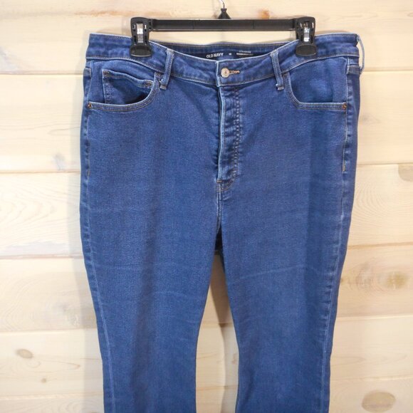 Old Navy Jeans Women’s Size 16 Blue Extra High-Rise Kicker Boot-Cut Blue Denim - Picture 2 of 10